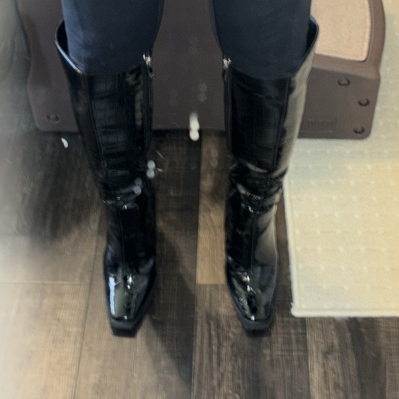 EUC Princess Poly Faux Black Patent Leather Crocodile Boots 7 MSRP $80 - Picture 5 of 12